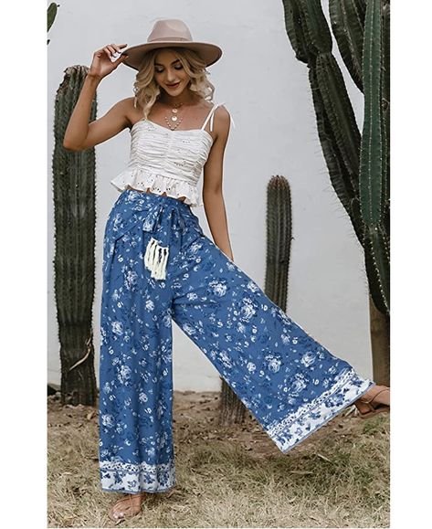 Plazo Outfits, Flowy Summer Pants, Flowy Pants Outfit, Plazo Pant, Dressy Crop Top, Plazo Pants, Palazzo Pants Outfit, Pants With Belt, Wide Leg Palazzo Pants