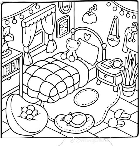 Cozy And Comfy Coloring Book, Boobiegoods Coloring Pages, Comfy Colouring Pages, Coloring Pages Little Corner, Coco Why Coloring Book, Cozy Room Coloring Pages, Corner Coloring Pages, Cozy Colouring Book, Cozy Coloring Book Pages