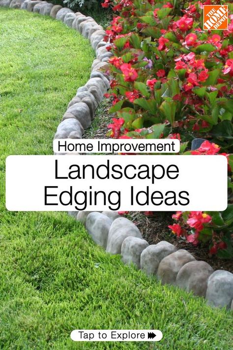 Make defining your yard easy with lawn edging. Find out which option works best for you, with tips and suggestions from The Home Depot. Tap to learn how to choose the perfect landscape edging for your garden, driveway and everything in between. Landscape Edging Ideas, Landscaping Edging, Curb Appeal Landscape, Tattoo Plant, Landscape Curbing, Front Yard Garden Design, Landscape Edging, Edging Ideas, Lawn Edging