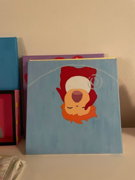 Ponyo Painting Easy, Ponyo Painting Canvas, Canvas Painting Studio Ghibli, Painting Ideas On Canvas Studio Ghibli, Studio Ghibli Acrylic Painting, Studio Ghibli Painting Ideas, Easy Studio Ghibli Scenes To Paint, Mini Canvas Art Studio Ghibli, Studio Ghibli Art Acrylic