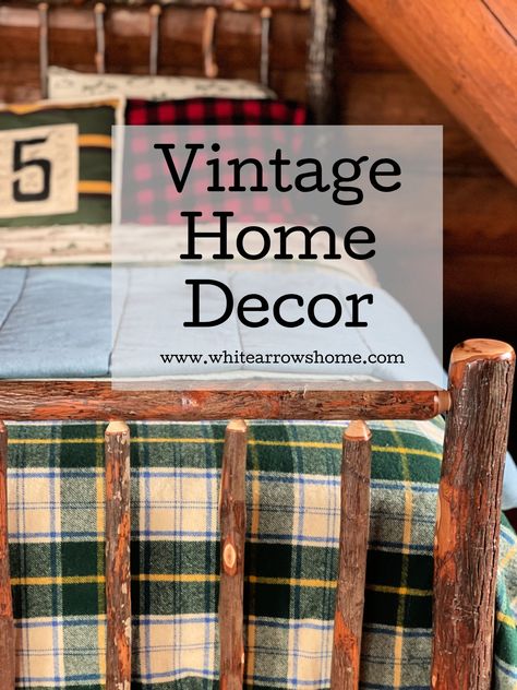 Top Thrifting Finds This Month ~ White Arrows Home Vintage Camp Style Decor, Vintage Lodge Decor, Lodge Style Decorating, Retro Cabin, Thrifting Aesthetic, Fishing House, Vintage Cabin Decor, Ski Lodge Decor, Cabin Bedroom