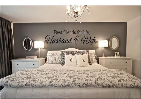 I like this & it goes with black & white bedroom theme!!! Decor Ikea, White Bed, Master Room, Romantic Bedroom, Couple Bedroom, Accent Walls, Beautiful Bedrooms, Dream Bedroom, My New Room