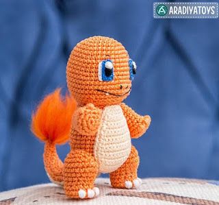 Pokemon Amigurumi, Pokemon Crochet, Pokemon Crochet Pattern, Kids Painting Crafts, Pokemon Pattern, Pokemon Charmander, Amigurumi Tutorial, Red Heart Yarn, Paintbox Yarn