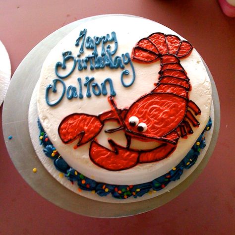 #birthday #lobster #cake Lobster Cakes Birthday, Lobster Birthday Cake, Crawfish Birthday Cake, Lobster Boil Party, Lobster Birthday, Crawfish Birthday, Cake Frosting Decorating, Lobster Cake, Lobster Party