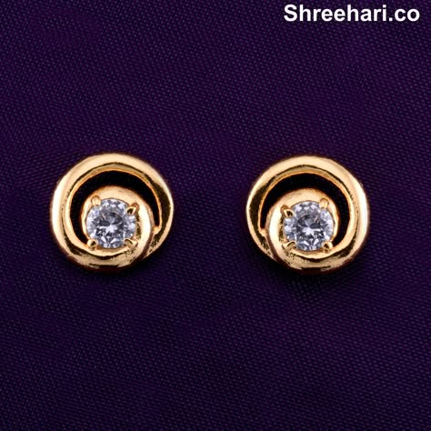 http://www.shreehari.co/ jewellery for INR 190.00 http://bit.ly/1EhLhaX Single Diamond Earrings, Big Earrings Gold, Tops Gold, Gold Earrings For Kids, Small Earrings Gold, Vintage Gold Necklace, Real Diamond Earrings, Simple Gold Earrings, Black Beads Mangalsutra Design