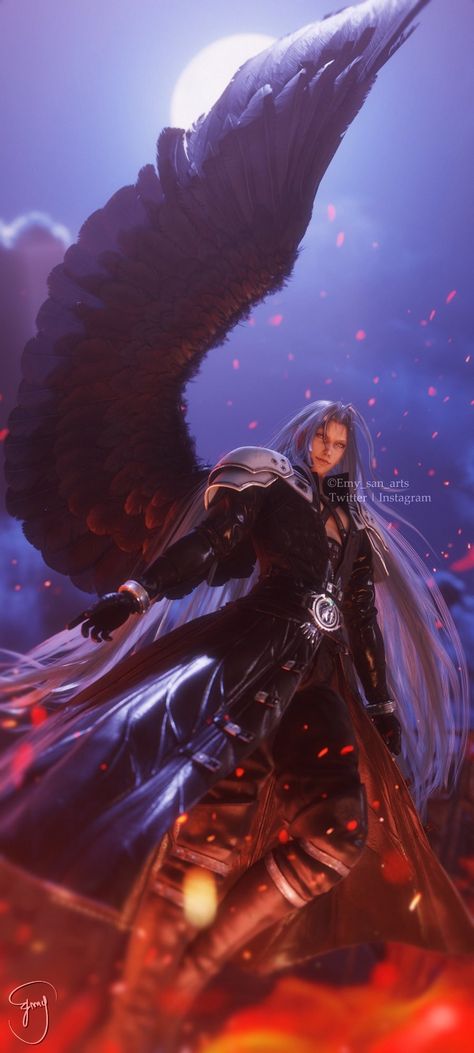 Sephiroth Art, Final Fantasy Sephiroth, Final Fantasy Collection, Sans Art, Final Fantasy Artwork, Final Fantasy Vii Remake, Final Fantasy Art, Fantasy Male, Dark Lord