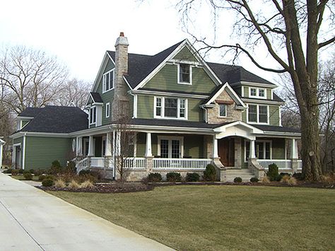 American Farm House by JB Architecture, via Flickr Architecture Traditional, House Facades, Casas Coloniales, Traditional Exterior, Wrap Around Porch, Green House, House Goals, Style At Home, Pretty House