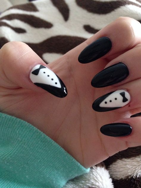 Tuxedo stiletto nails Tuxedo Nail Designs, Tuxedo Nail Art, Birthday Nails Stiletto, Birthday Nail Set Ideas, Nail Set Ideas, Birthday Nail Set, Tuxedo Nails, Birthday Nail, Mens Nails