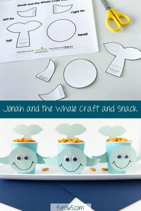 This adorable Jonah and the Whale Craft doubles as a snack!! It is the perfect Sunday school or VBS project. Enjoy a free template to guide the kids through the Jonah and the Whale Craft and Snack! Jonah And The Whale Craft, Jonah Craft, Sunday School Snacks, Whale Craft, Whale Crafts, Beluga Whales, Sunday School Projects, Kids Sunday School Lessons, Jonah And The Whale