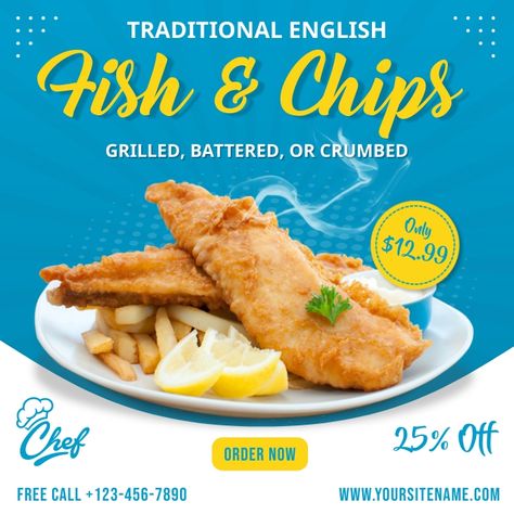 Seafood Restaurant Instagram Feed, Seafood Advertising Design, Fish Fry Flyer, Fish And Chips Menu Design, Tempura Fish, Fish And Chips Menu, Fish Restaurant Menu Design, Fish And Chips Batter, Fish And Chips Restaurant