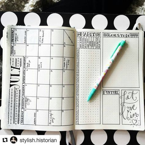 That's a good-looking monthly More How To Bullet Journal, Bullet Journal Page, Bullet Journel, Bullet Journal Planner, Bullet Journal How To Start A, Bullet Planner, Bujo Ideas, Dot Journals, Bright Ideas