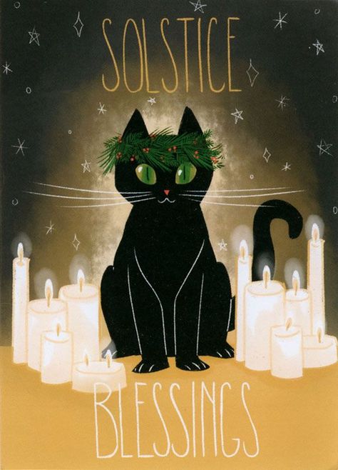 Solstice Blessings ^ Winter Solstice Birthday, Solstice Blessings, Yule Cat, Solstice Art, Happy Winter Solstice, Yule Gift, Solstice Celebration, Cats Stuff, Creepy Christmas