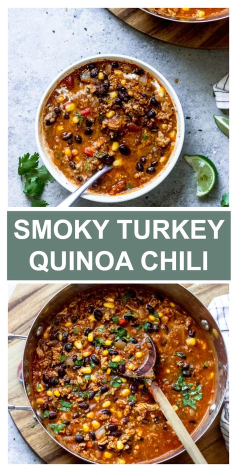 Turkey Quinoa Chili Crockpot, Turkey Quinoa Chili, Chili With Quinoa, Quinoa Chilli, Turkey Quinoa, Stovetop Chili, Meat Soup, College Recipes, Asian Vegetarian Recipes