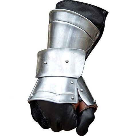 Hand Gloves, Arm Armor, Fantasy Armor, Armor Concept, Silver Prices, Brown Leather Strap, Mild Steel, Steel Plate, Leather Gloves