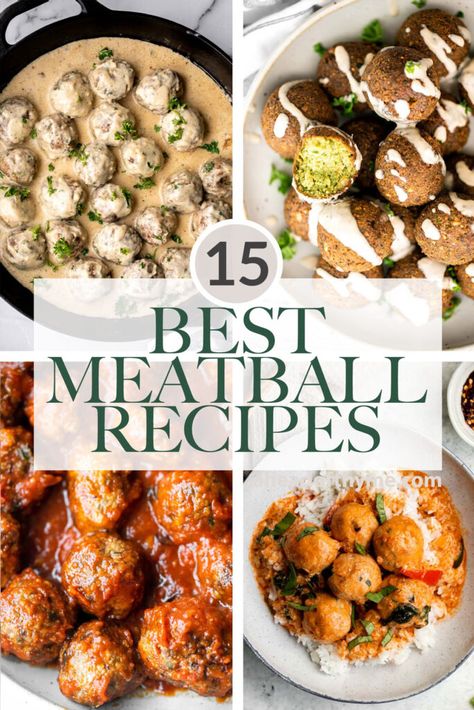 Meatball Recipes With Sauce, Meatball Appetizer Ideas, Potluck Meatball Recipes, Ground Beef Recipes Meatballs, Meal Balls Recipe, Recipes Made With Meatballs, Types Of Meatballs, Different Types Of Meatballs, Fun Meatball Recipes