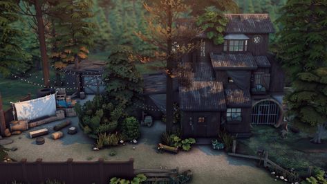 Werewolf's cabin Sims 4 Werewolf House, Werewolf House, Sims 4 Werewolves, Sims 4 Werewolf, Sims Tumblr, Houses Layout, Sims Design, Brutalist House, Sims 4 City Living