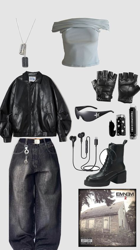 #eminem #aeshtetic #outfit #ispiredoutfits #music #fyp Deadly Class Outfits, Eminem Girls, Music Eminem, 90s Hip Hop Outfits, Outfit Core, Eminem Style, Class Outfits, Collage Outfits, Fyp Aesthetic