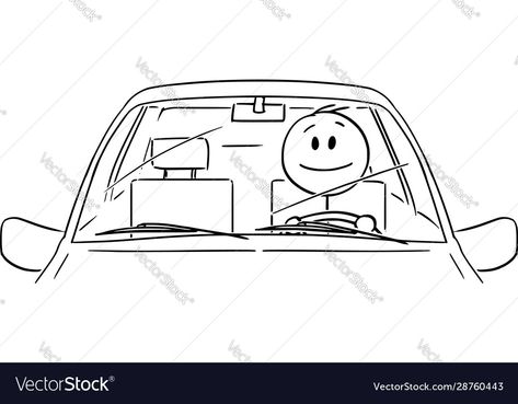 Driving Car Drawing, Driving A Car Drawing, Car Driving Drawing, Front Of Car Drawing, Car Front View Drawing, Driving Cartoon, Car Simple Drawing, Drive Drawing, Driving Drawing