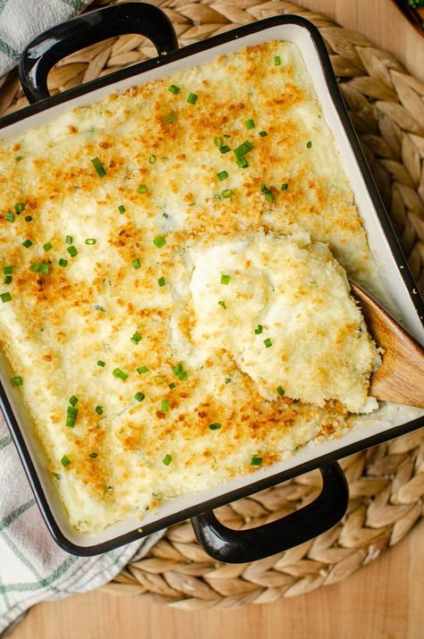 Twiced Baked Mashed Potatoes | Living Lou Bake Twice Mashed Potatoes, Twice Baked Mashed Potato Casserole, Double Baked Mashed Potatoes, New Years Potatoes, Twice Baked Mashed Potatoes Recipe, Baked Mashed Potatoes In The Oven, Baked Cheesy Mashed Potatoes, Mashed Potato Bake Recipe, Baked Mashed Potatoes Recipe