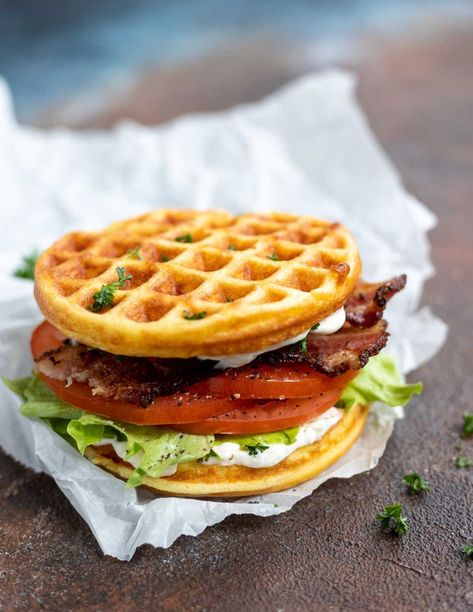 Keto Blt, Bacon Waffles, Paleo Breads, Low Carb Sandwiches, Keto Friendly Bread, Diet Lunch, Low Carb Waffles, Chaffle Recipe, Waffle Maker Recipes