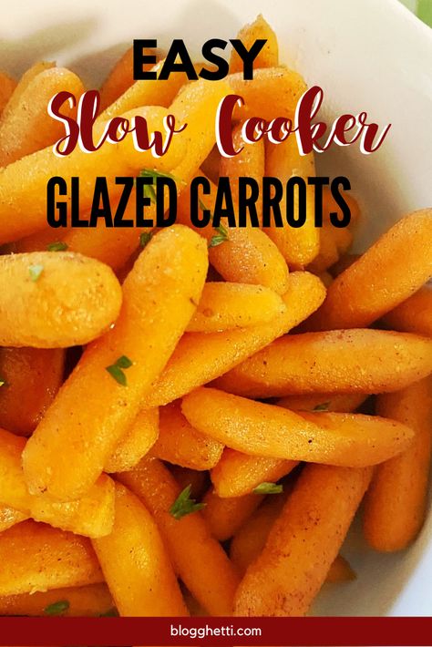 Slow Cooker Glazed Carrots are made with only 5 ingredients and are the best most tender sweet baby carrots ever. Perfect side dish for dinner or as a holiday side. #carrots #slowcooker #glazed #holidaysidedishes #crockpot Crockpot Glazed Carrots, Crockpot Carrots, Sweet Baby Carrots, Carrots Slow Cooker, Roast Carrots, Glazed Baby Carrots, Glazed Carrots Recipe, Chicken Recipes For Kids, Honey Glazed Carrots