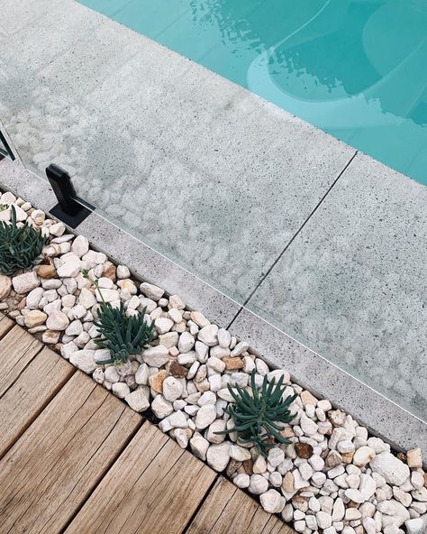 Kira House on Instagram: “How good is this material combo... hardwood timber, white pebble and polished concrete! The pool area at Kira House if definitely one of…” Poolside Landscape Ideas, Arizona Landscaping, Mums Garden, Pool Landscaping Ideas, Pool Side Bar, Pool Stuff, Pool Landscape, Pool Landscape Design, Rectangular Pool