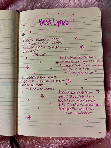 Song Lyric Journal, Lyrics I Love Journal, Pink Music, Journal Inspiration Writing, Love Journal, Writing Therapy, Music Love, Journal Inspiration, Song Lyrics