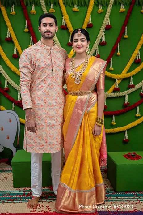 Bride Sister Saree Indian Weddings, Brides Of Hyderabad, Pellikuthuru Outfit, Pellikuthuru Look, Pellikoduku Dresses, Telugu Groom Wedding Dress, Telugu Brahmin Wedding, Pellikuthuru Sarees, Hyderabad Brides