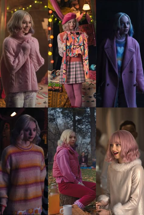 Enid Costumes Wednesday, Blonde Wednesday Addams, Enid Wednesday Costume, Enid Sinclair Costume Ideas, Enid Wensday Outfit, Eden Costume Wednesday, Enid Sinclair Wardrobe, Enid Sinclair Halloween Costume, Enid Cat Costume