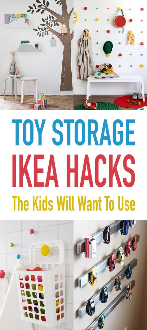 Toy Storage IKEA Hacks the Kids Will Want To Use #ToyStorageDIY #ToyStorageIKEAHacks #IKEAHack #IKEAHacks #ToyStorageIKEAHack #IKEA #ToyStorageIdeas #LargeToyStorage #KidFriendlyToyStorage #ToyOrganization Ikea Hack Children, Playroom Upstairs, Toy Storage Ikea, Ikea Hacks Kids, Kids Toy Storage Diy, Baby Zimmer Ikea, Children Toy Storage, Ikea Kids Storage, Ikea Organisation