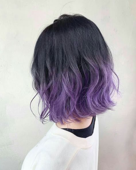 Hair Colored Tips, Short Color Hair, Colored Tips Hair, Hair Color For Short Hair, Short Purple Hair, Short Dyed Hair, Dyed Tips, Hair Dye Tips, Purple Ombre Hair