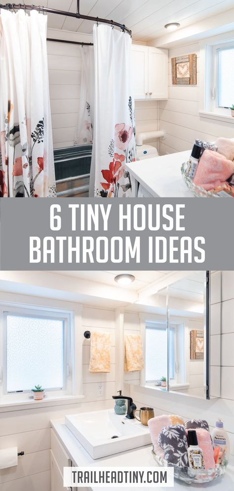 Tiny Home Bathroom Layout, Tiny Full Bathroom Ideas, Tiny House Bathroom Layout, House Bathroom Ideas, Tiny Home Bathrooms, Single Mom Living, Tiny House Bathroom Ideas, Tiny Farmhouse, Tiny House Bedroom