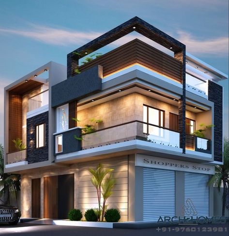 LATEST HOUSE FRONT ELEVATION DESIGNS IDEAS || HOME FRONT WALL DESIGNS || HOUSE EXTERIOR DESIGNS https://youtu.be/ouP_k2jvH-w Corner Balcony Elevation Design, Front Elevation Designs 2023, Corner House Elevation Design, Home Front Wall Design, House Front Elevation Design, Home Front Design, Building Front Designs, 3 Storey House Design, House Front Elevation