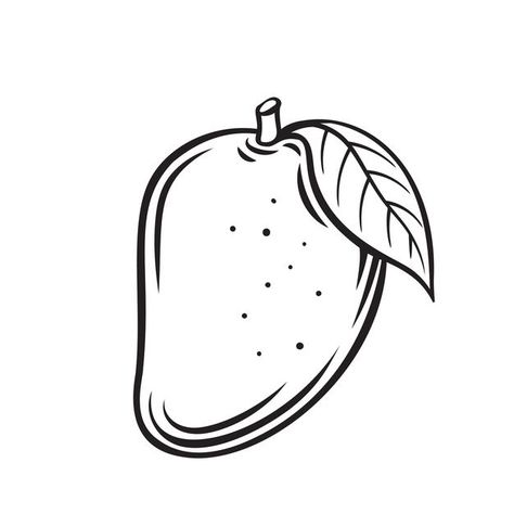 Mango Outline Drawing, Mango Tattoo Black And White, Mango Tattoo Minimalist, Mango Fruit Drawing, Mango Outline, Mango Doodle, Mango Drawings, Mango Tattoo, Fruit Outline