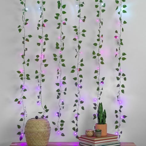 Light Purple Room, Vine Curtain, Light Ombre, Purple Room Decor, Vine Decoration, Purple Bedroom, Led Curtain, Curtain String Lights, Purple Rooms