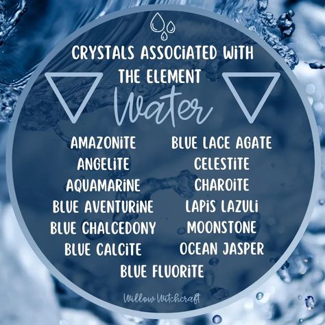 Crystals associated with the element WATER 💧 #todaysposts #topicoftheday #water💧 #element #waterelement💧 #crystals #crystalsandelements #crystalsforwaterelement #invokingwaterelementwithcrystals #thepowerofthewaterelement Water Element Crystals, Crystals That Can Go In Water, Water Element Aesthetic, Crystals In Water, Universal Spirituality, Water Witchcraft, Water Element Symbol, Witchy Crystals, Stary Papier