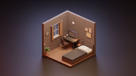 Isometric Low Poly Room 3D Model $5 - .unknown .obj .fbx .blend - Free3D Hgtv Living Room, Large Living Room Layout, Bedroom Inspirations Boho, Modern Bohemian Bedroom, Open Kitchen Layouts, Floor Planner, Interior Model, Pc Table, Modern Kitchen Interiors