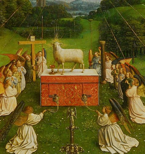 Catholic Eucharist, Ghent Altarpiece, Corpus Domini, Masterpieces Painting, Fra Angelico, Jan Van Eyck, Most Famous Paintings, Van Eyck, Agnus Dei