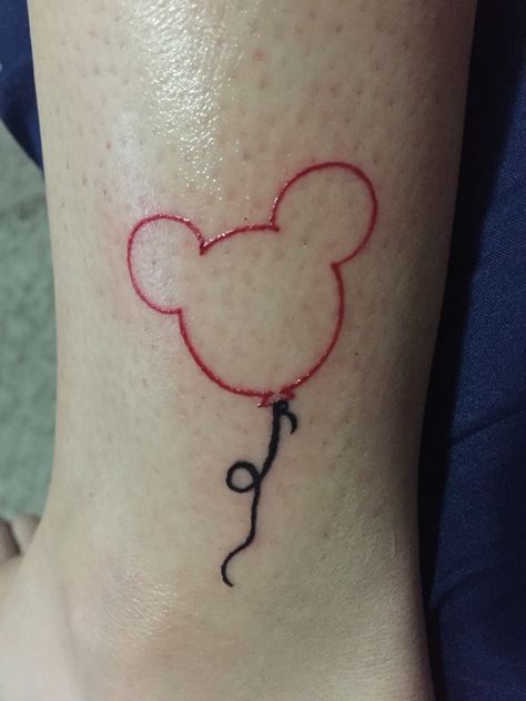 Mickey balloon Ballon Mickey Tattoo, Winnie The Pooh Red Balloon Tattoo, Dainty Mickey Mouse Tattoo, Disney Ballon Tattoos, Watercolor Mickey Tattoo, Mickey Tattoo, Mickey Balloons, Infinity Tattoo, Tatting