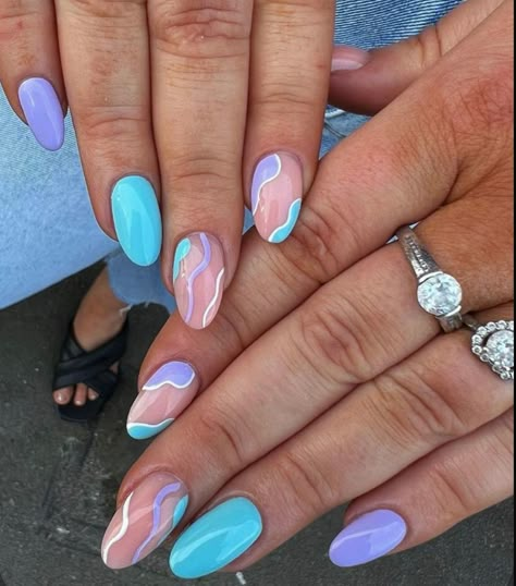 Summer Nail Inspo Purple, Cruise Nails, Summer Nails 2023, Nails Art Designs, Simple Gel Nails, Summery Nails, Cute Gel Nails, Summer Acrylic Nails, Short Acrylic Nails Designs