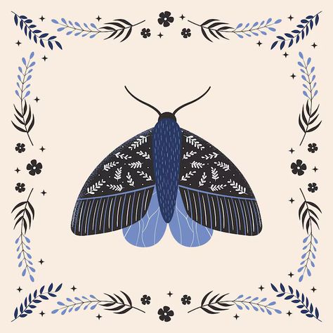 Premium Vector | Vintage vector butterfly with floral ornament Folk illustration of moth with flowers frame Vector Butterfly, Night Moth, Moth Illustration, Folk Illustration, Flowers Frame, Butterfly Illustration, Floral Ornament, Art Generator, Poetry Books