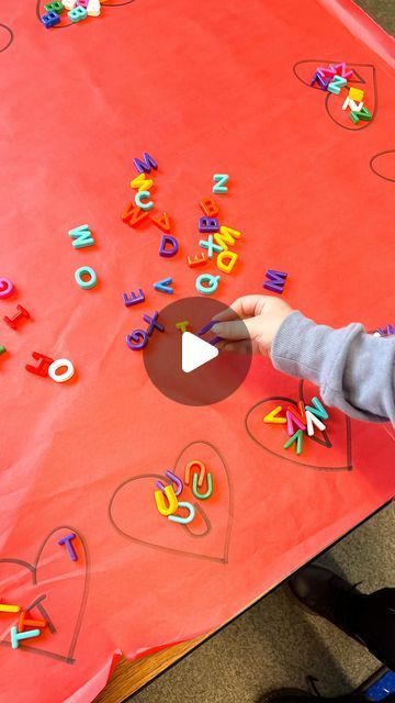 Megan Morris on Instagram: "Need an easy activity to throw together this week?! I GOT YOU. Take some butcher paper, draw some hearts with letters inside, then provide letter beads, magnet letters, or cut up scraps of paper with letters written on them and SORT! This is a great activity to practice letter identification, sorting & matching, and team work. And you can set it up in 5 minutes or less! Give it a try and let me know how it goes! ❤️ . . . . #upandawayinprek #playbasedlearning #preschoolactivities #prek #playideas #finemotoractivities #playathome #learningthroughplay #sensorybin #playmatters #kidsactivities #iteachk #homeschool #igteachers #teachergram #learningthroughplay #kindergartenteacher #earlychildhood #earlychildhoodeducation #sensoryplay #iteachprek #iteachpreschool Letters Identification Activities, Letter Sorting Activities For Preschool, Magnetic Letters Activities, Identification Of Alphabets, Letter Sorting Activities, Letter Identification Activities, Magnet Letters, Abc Activity, Lkg Worksheets