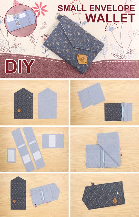 Simple Wallet Pattern, How To Sew A Wallet, Diy Small Envelope, How To Make A Wallet, Small Wallet Pattern, Diy Bags No Sew, Envelope Pouch, Nifty Crafts, Wallet Sewing Pattern