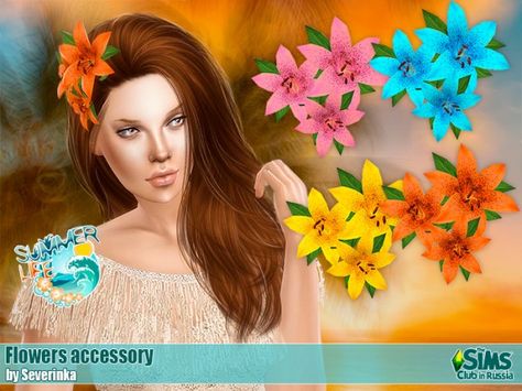 Sims by Severinka: Accessory flowers • Sims 4 Downloads Sims 4 Piercings, Paradise Flowers, Pelo Sims, Sims4 Clothes, Sims 4 Update, Sims Hair, Island Paradise, Sims 4 Cas, Sims 4 Clothing