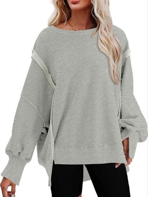 SHEWIN Sweatshirt for Women Crewneck Spring Lightweight Solid Color 2024 Fashion Warm Oversized Fit Pullover Sweatshirts Chic Sweatshirt, Oversize Pullover, Long Sleeve Workout, Oversized Crewneck, Sports Sweatshirts, Cropped Sweatshirt, Oversized Pullover, Womens Fashion Casual, Vintage Tops