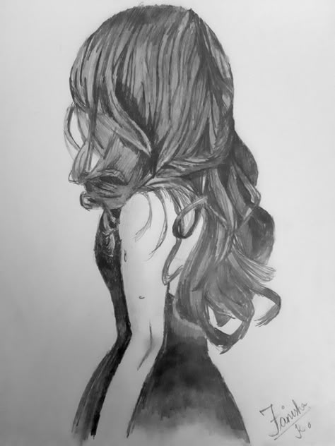 Long Hair Back View Drawing, Long Hair Drawing Female, Rainy Day Story, Back Sketch, Sketch Hair, Sister Things, Long Hair Drawing, Wedding Dress Drawings, Side View Drawing