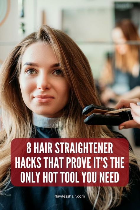 Unlock the versatility of a hair straightener with these 8 genius hacks that prove it's the ultimate hot tool for all your styling needs. From straightening to curling and beyond, discover how to maximize the potential of your hair straightener. Straightener Hacks, Hair Straightener Hacks, Straightening Hair Tips, Healthy Curly Hair, Straightening Curly Hair, Curl Hair With Straightener, Frizzy Curly Hair, Curly Hair Care Routine, Best Hair Straightener