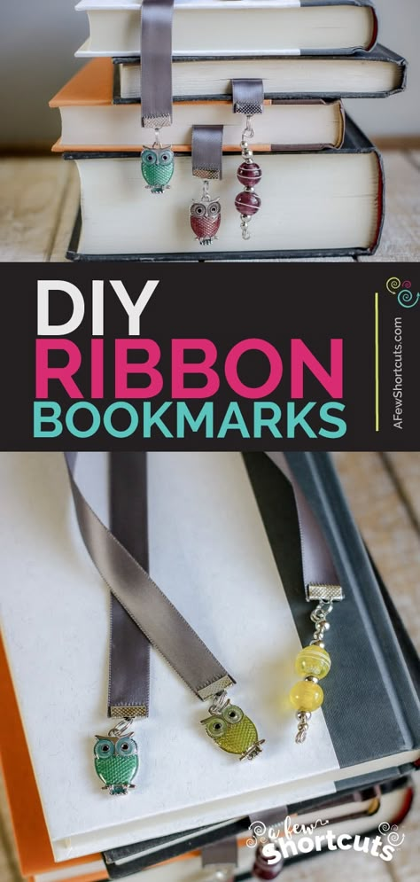 DIY Ribbon Bookmarks with Charms Crafts Bookmarks, Ribbon Projects, Bookmark Crochet, Handmade Bookmarks Diy, Diy Crafts Bookmarks, Charm Bookmark, Beaded Bookmarks, Handcrafted Gifts, Head In The Clouds