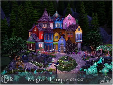 Sims 4 - Magical Unique /No CC! #ts4#ts4lots#thesims4#sims4#thesims4lots#nocc#TSR#thesimsresource#house#fairytale#magic#nobody1392 Unusual House, Futuristic House, Magical House, Princess Nursery, Magic House, Sims Building, Jungle Adventure, Princess House, Magical Garden