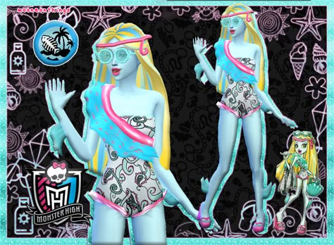 Sims 4 Monster High Cc, Monster High Sims 4, Sims Halloween Costume, Sims 4 Monster, Monster High Clothes, Sims Packs, Cc Packs, High Clothes, Swimming Classes